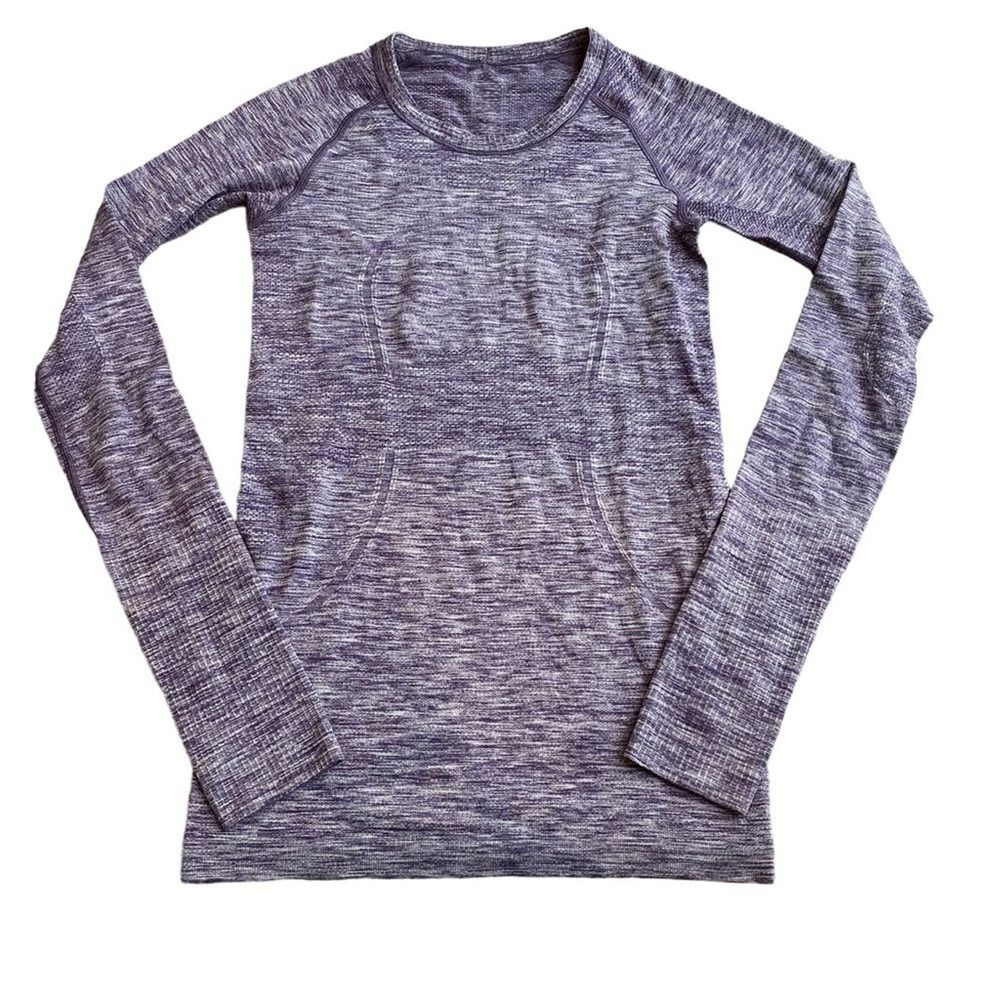 Lululemon‎ Swiftly Tech Long Sleeve Crew Size 4 Space Dye Heathered Purple Fog